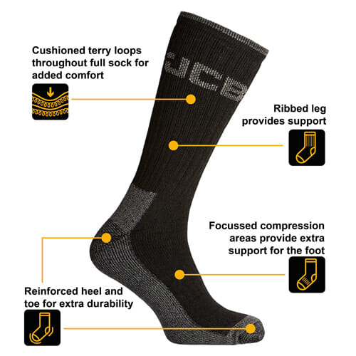 Mens JCB 3pk Work Socks Size 6-11 x 12 RRP £9.99 - Dymocks